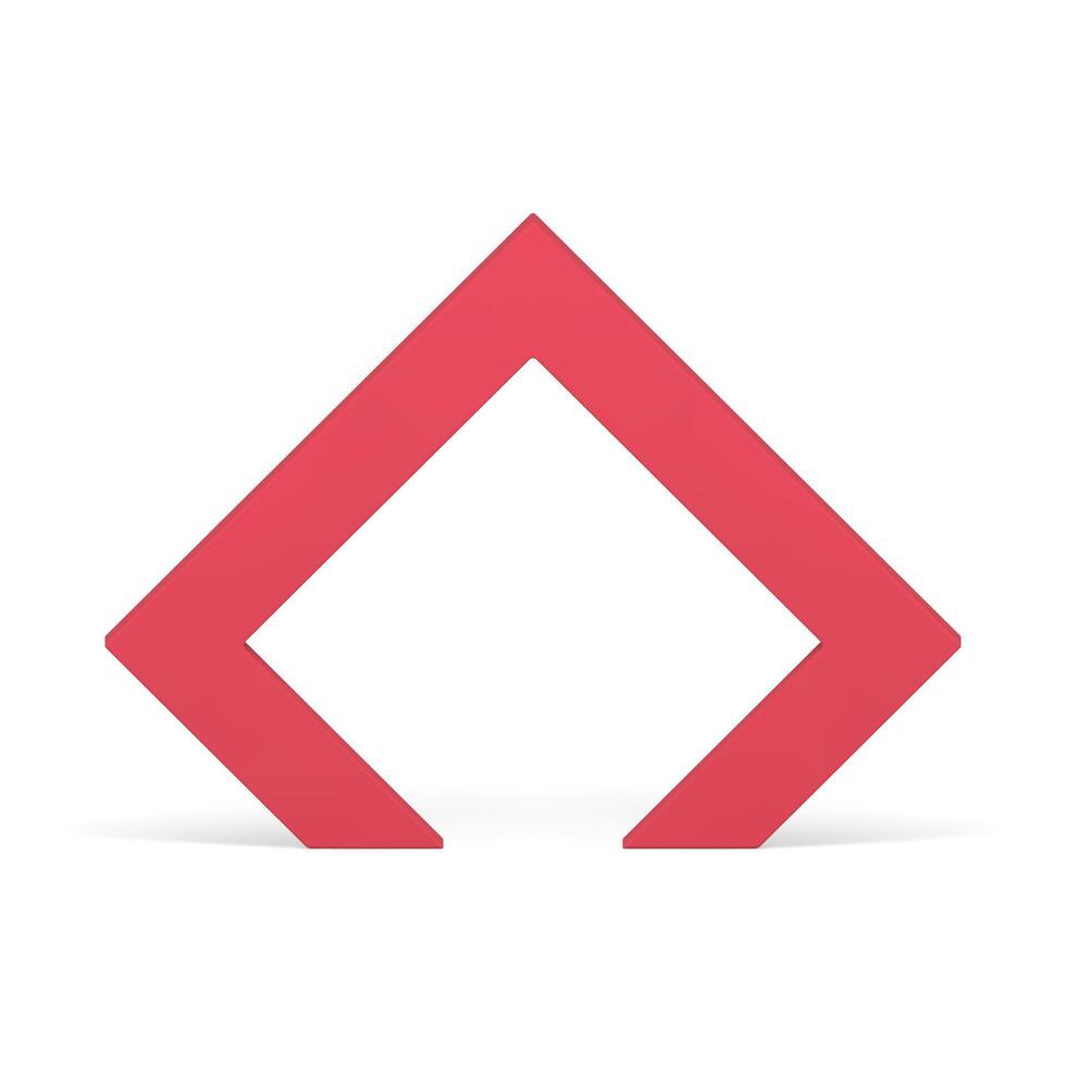 Polygonal red arch triangle corner entrance 3d element for expo presentation design realistic vector