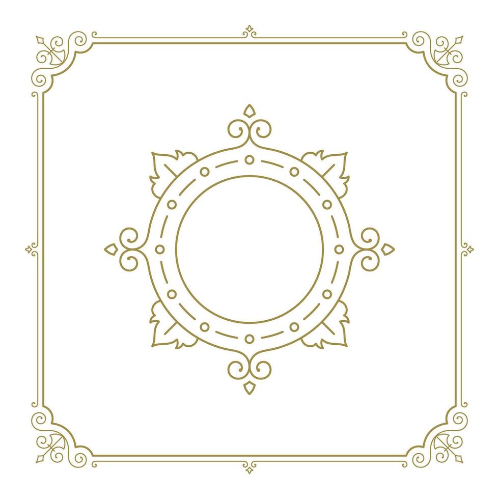 Vintage flourishes ornament swirls lines frame template illustration. vector