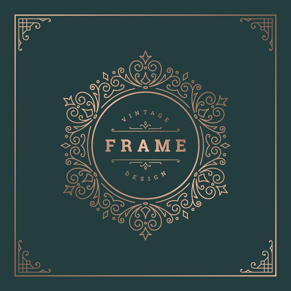 Vintage flourishes ornament swirls lines frame template illustration vector