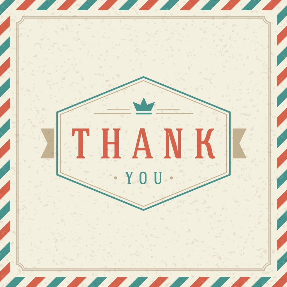 Thank You message text Vintage Greeting Card design template vector