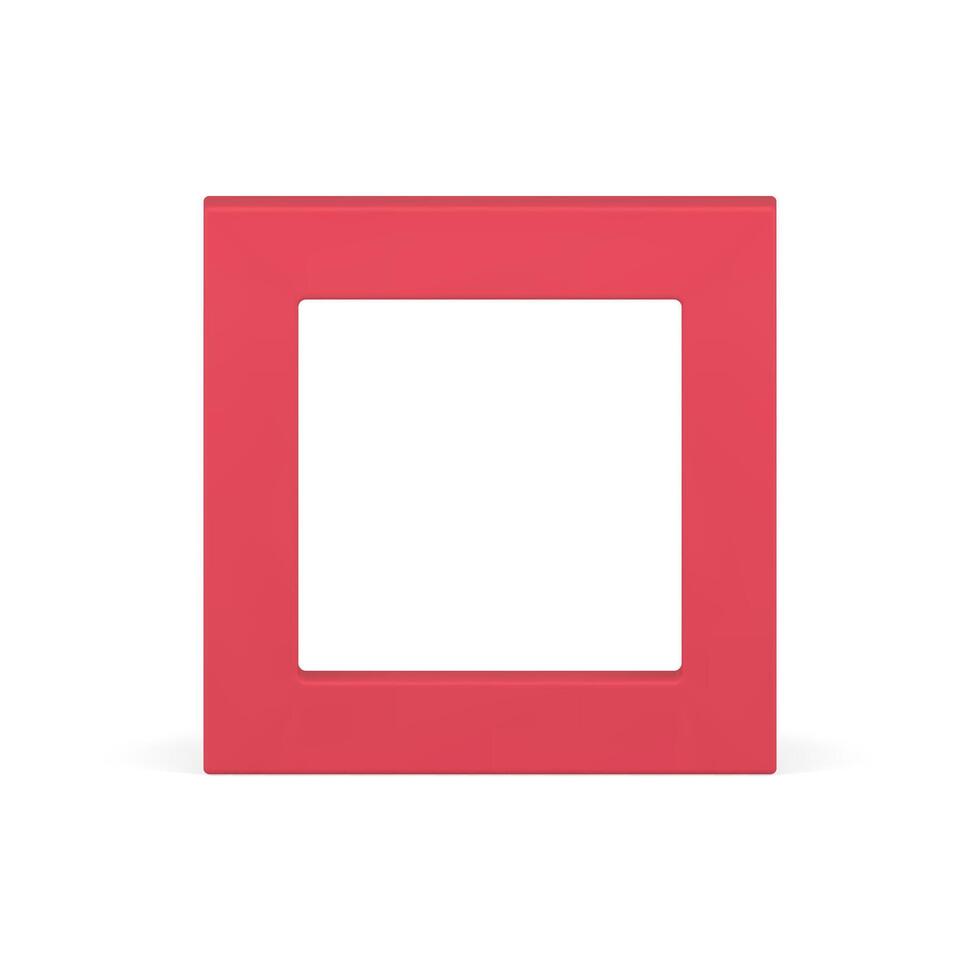 Squared corner frame wide red geometric foundation basic 3d element design realistic vector