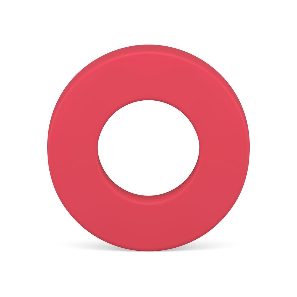 Red vertical circle foundation glossy base 3d ring abstract decorative element realistic vector