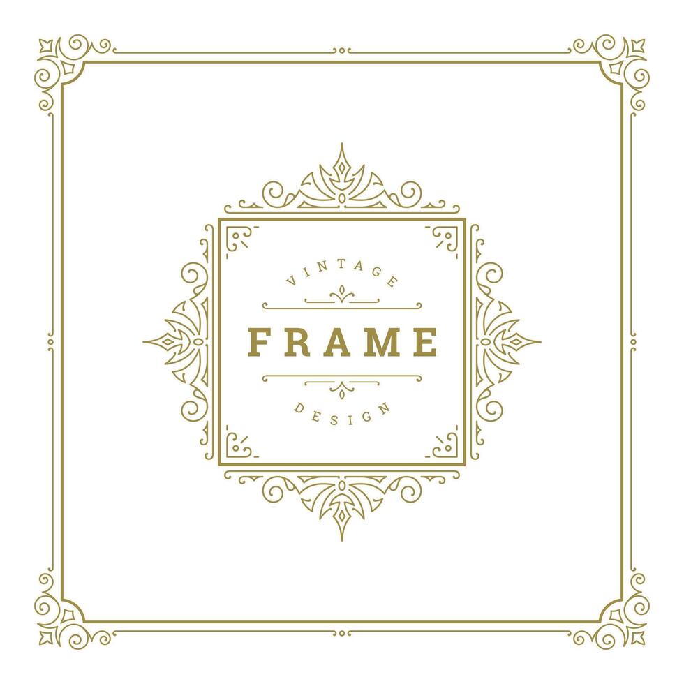 Vintage flourishes ornament swirls lines frame template illustration. vector