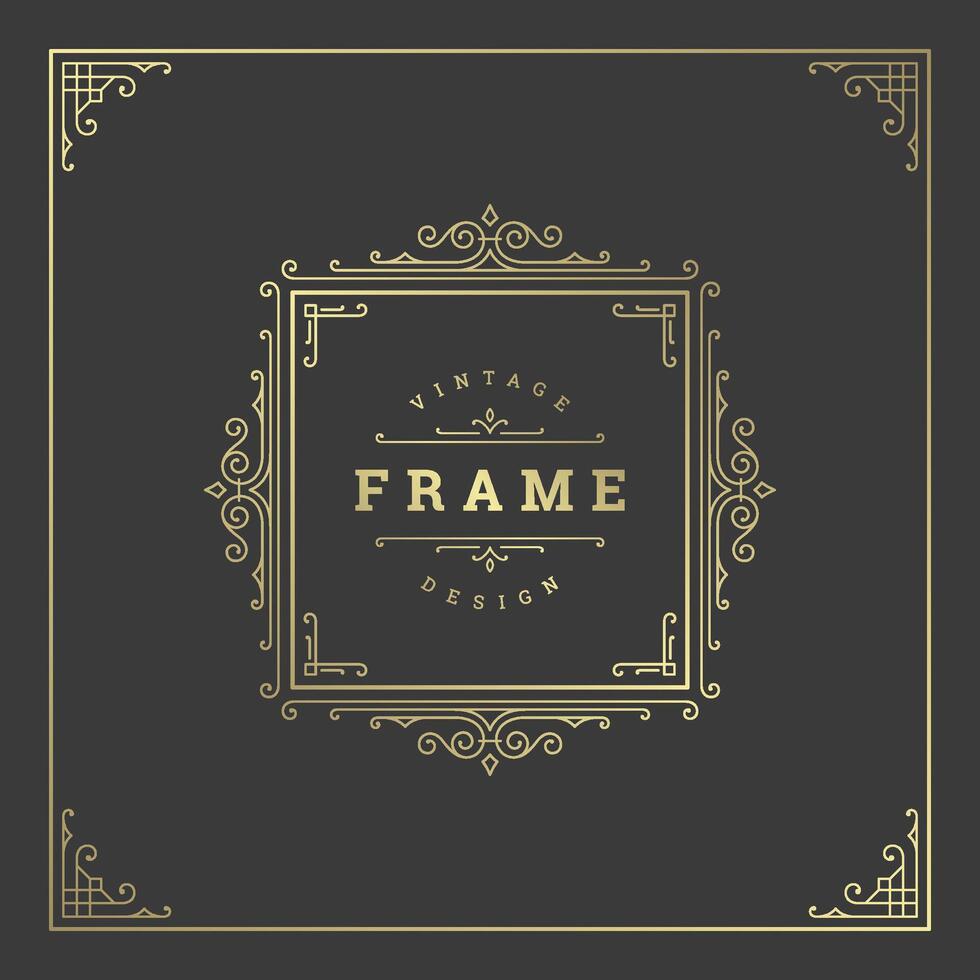 Vintage flourishes ornament swirls lines frame template illustration. vector