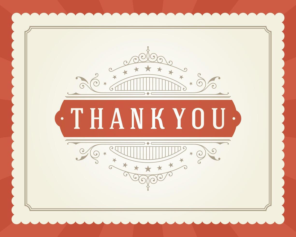 Thank You Typography Message Vintage Greeting Card design template vector