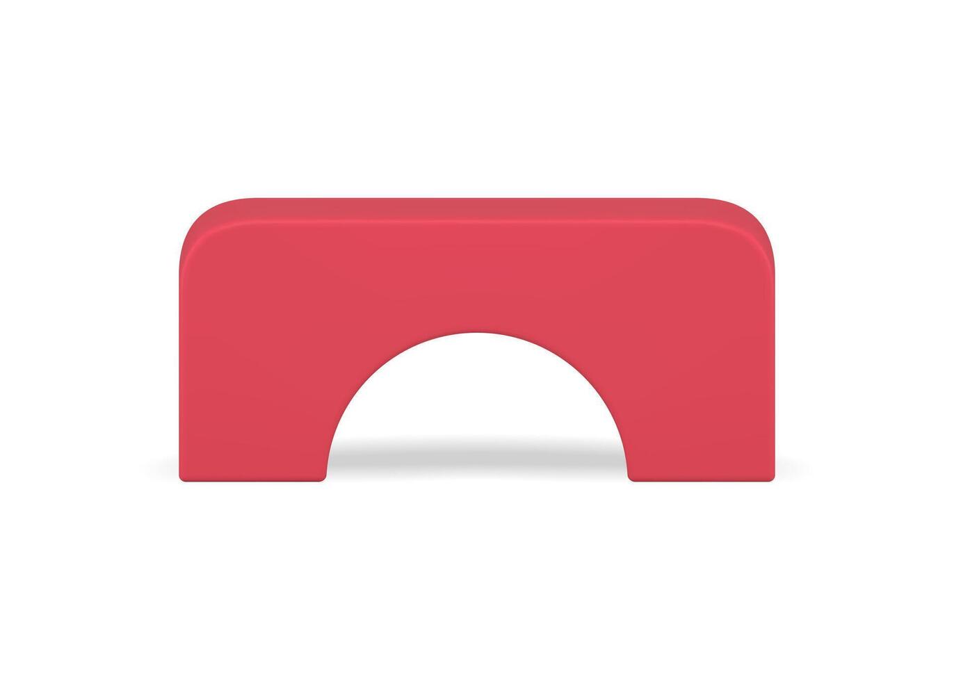Red construction arch rectangular geometric figure abstract frame smooth angles realistic vector