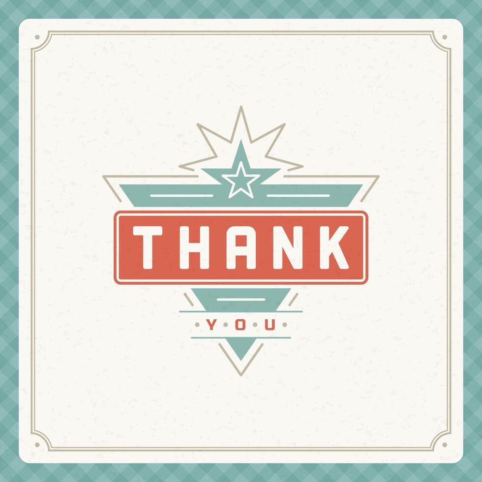 Thank You Typography Message Vintage Greeting Card design template vector