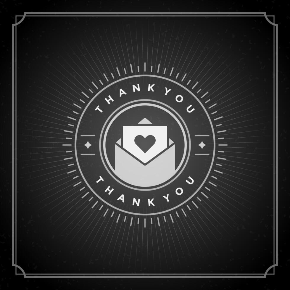 Thank You message text Vintage Greeting Card design template vector