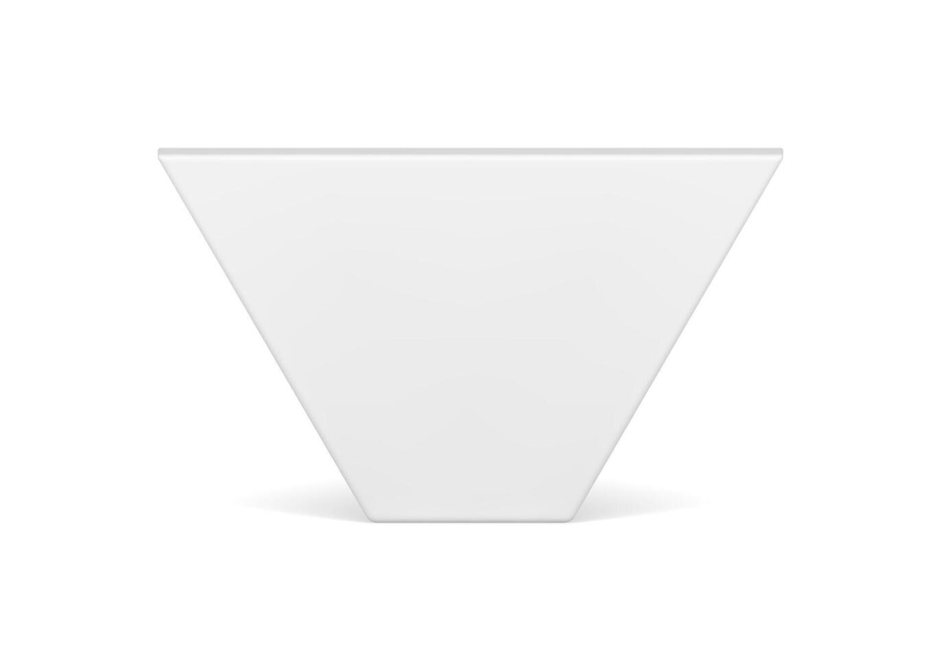 White vertical inverted trapezoid geometric podium 3d decorative design front view realistic vector