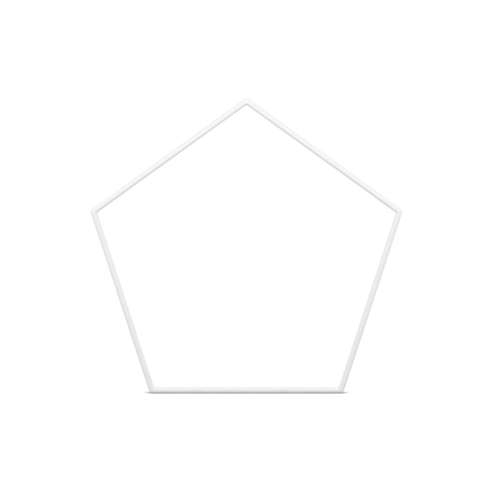Pentagonal white glossy frame mathematical figure decorative 3d boundary element realistic vector