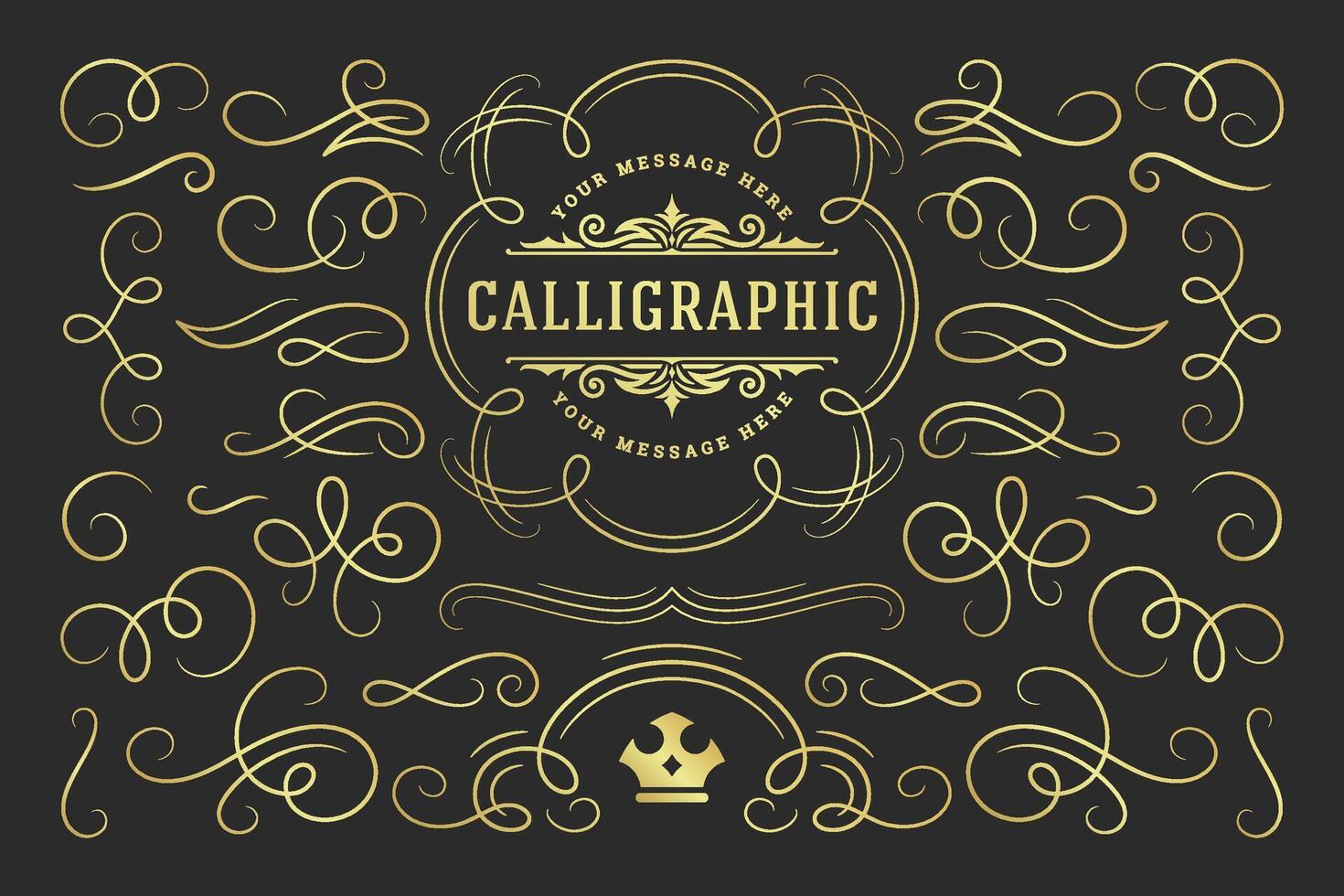 Calligraphic design elements vintage ornaments swirls and scrolls ornate decorations design elements vector