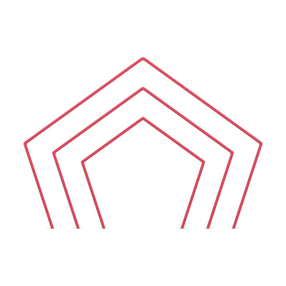 Red polygonal multilevel arch premium doorway geometric figure 3d element design realistic vector