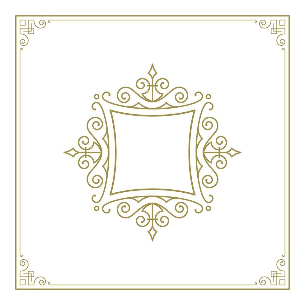 Vintage flourishes ornament swirls lines frame template illustration. vector
