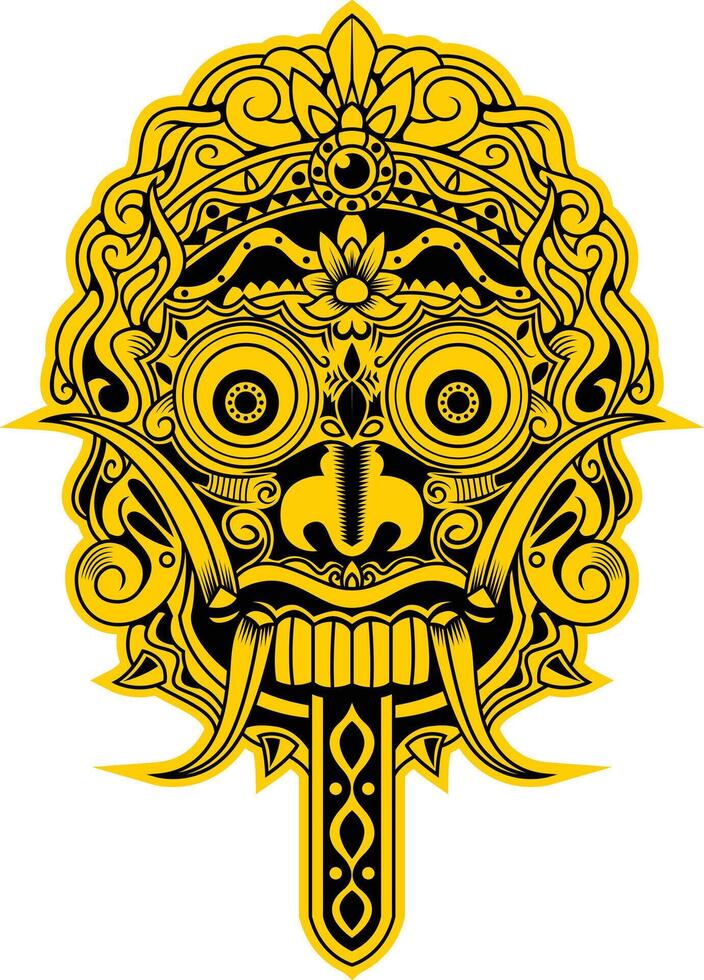 Balinese barong mask grunge vector