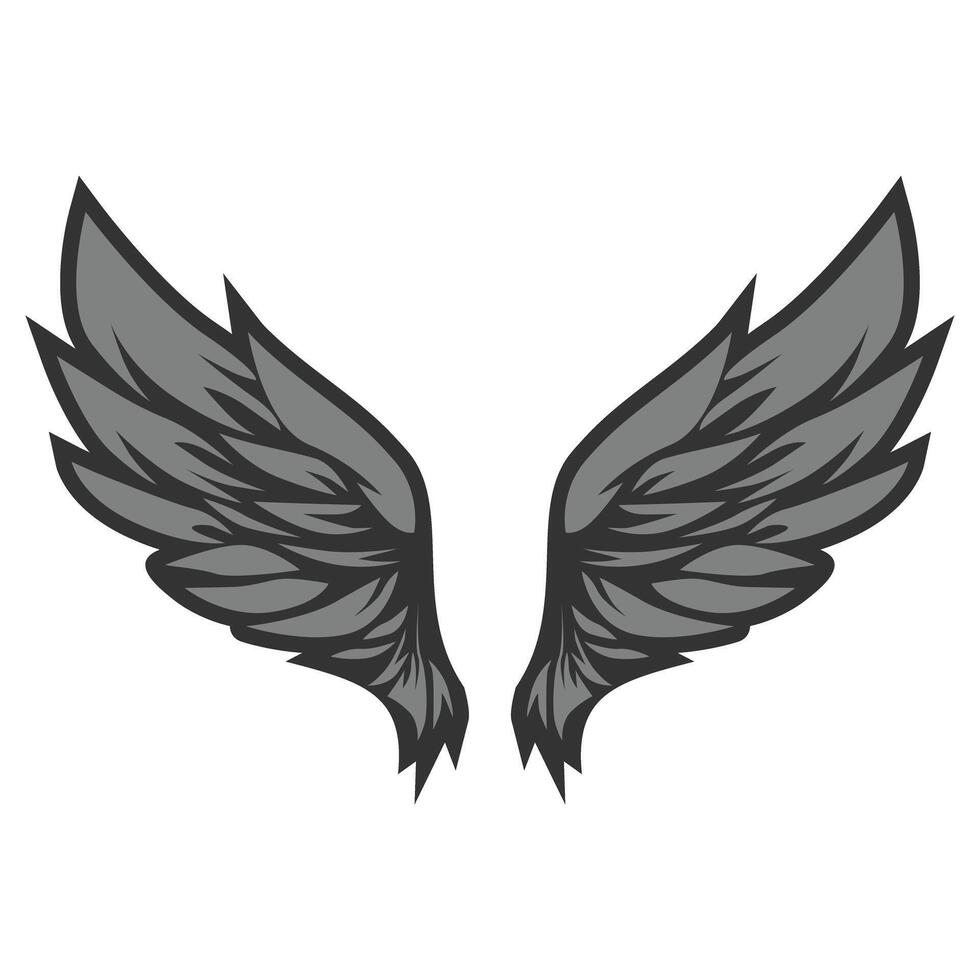 Bird wings illustration tattoo style vector