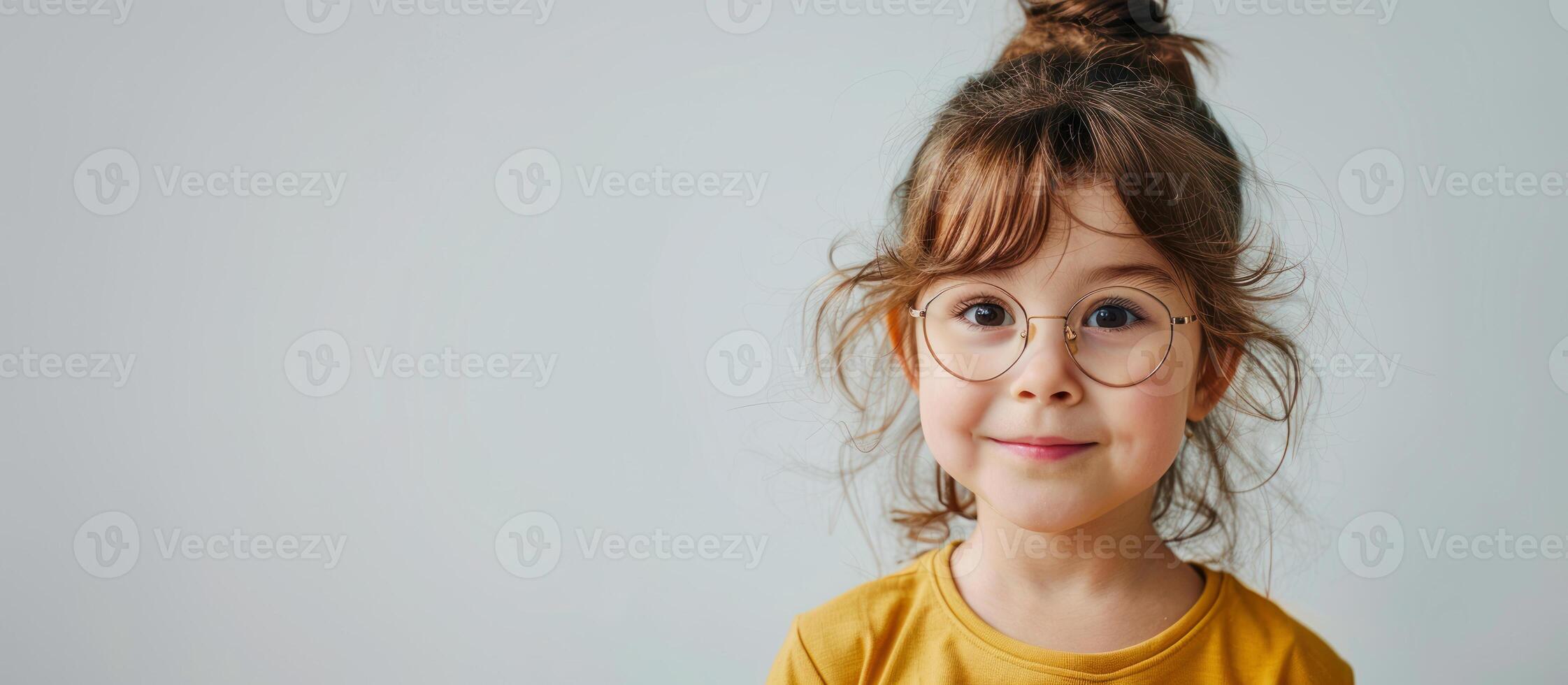 cute young girl wearing glasses, copyspace photo