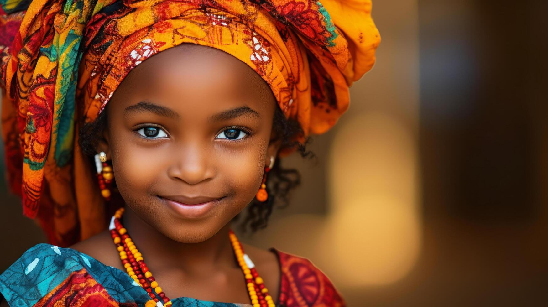 cute portrait of an African girl with a colorful headscarf photo