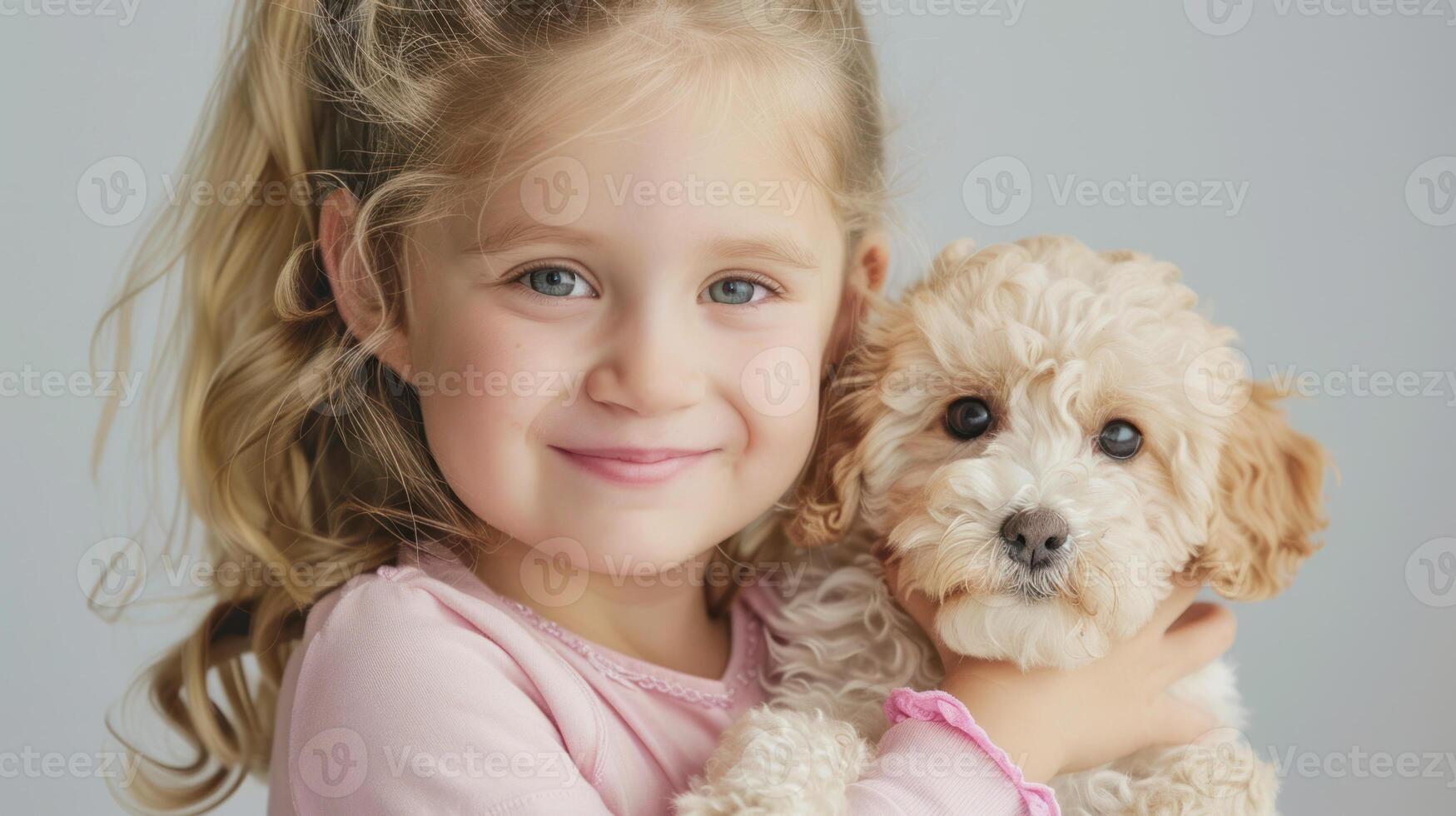 cute young girl with her puppy photo