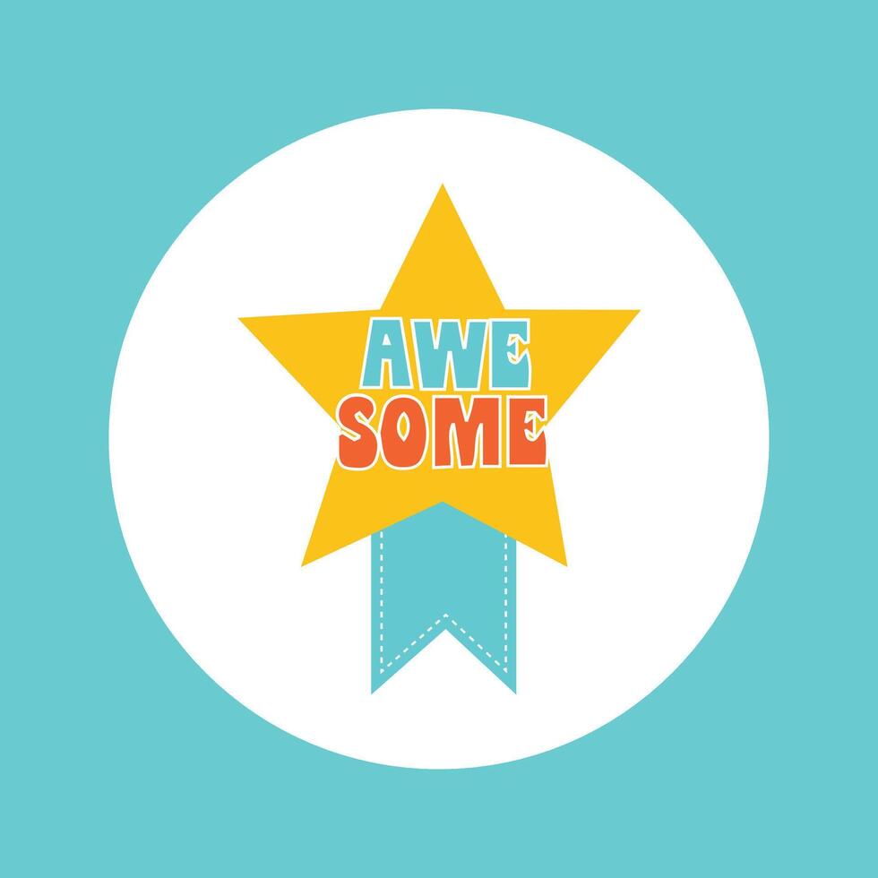 awesome some badge ribbon sticker vector