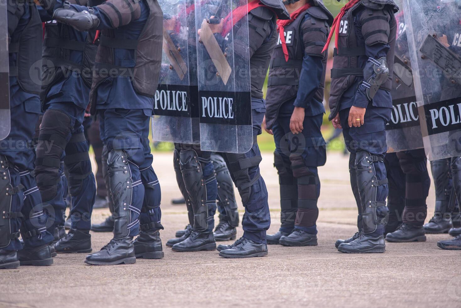 Riot police control the crowd.. photo