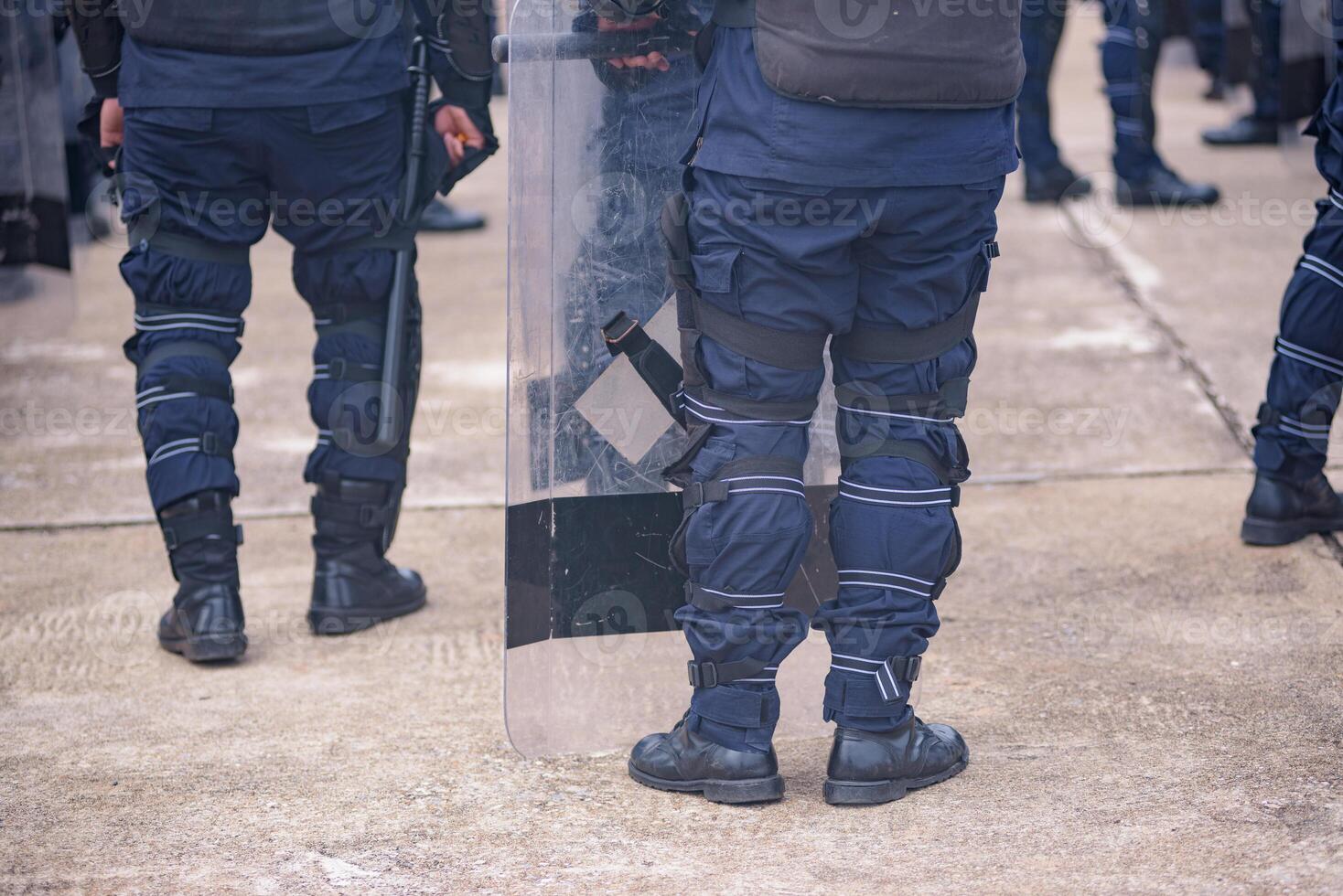 Riot police control the crowd.. photo