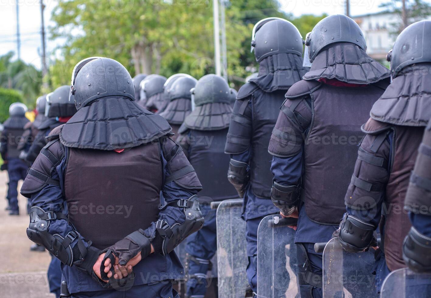 Riot police control the crowd.. photo