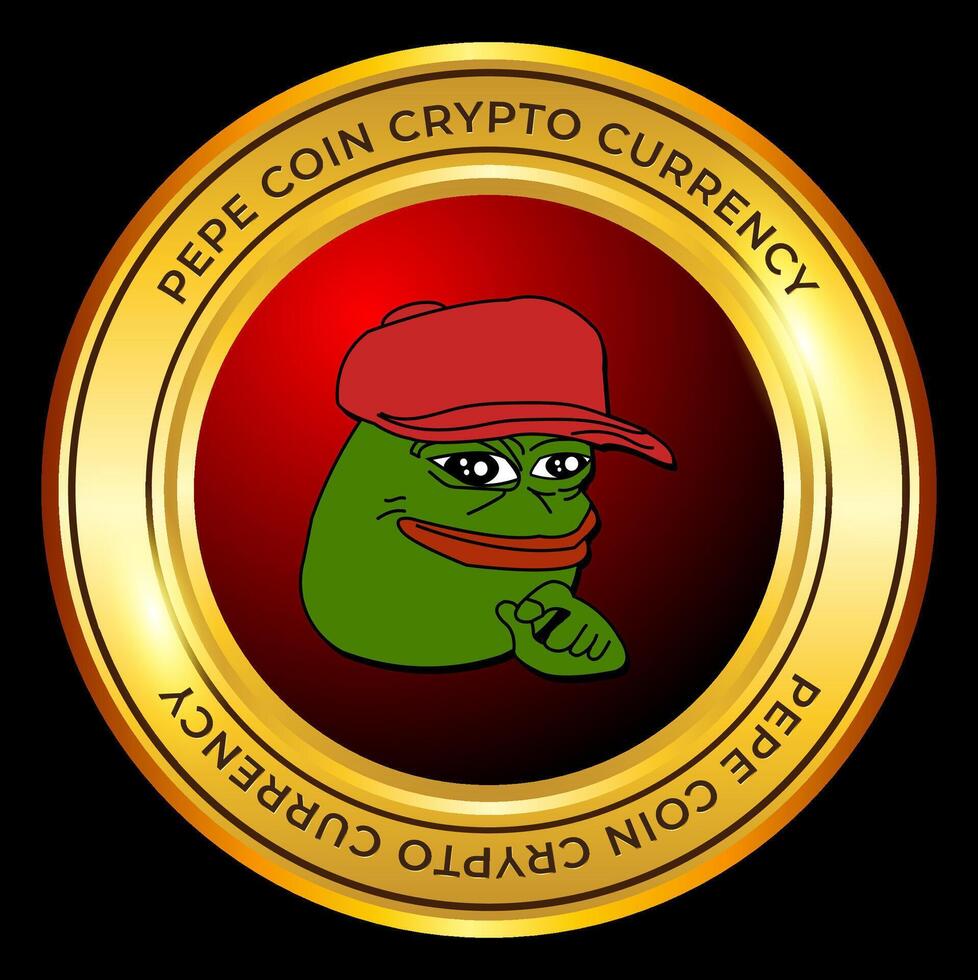 3d pepe coin crypto currency logo vector