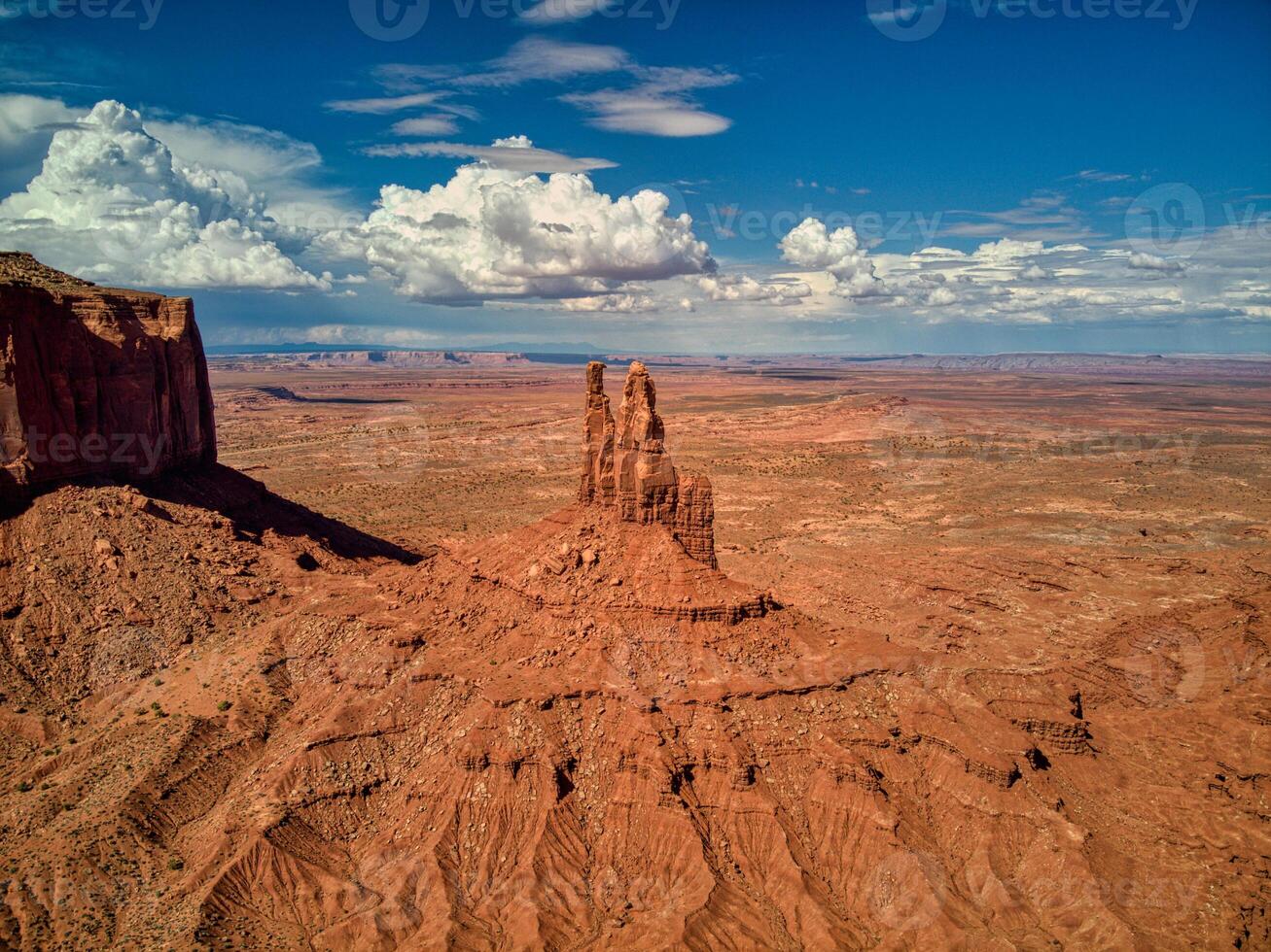 Aerial View of Desert With Mountain in Background photo