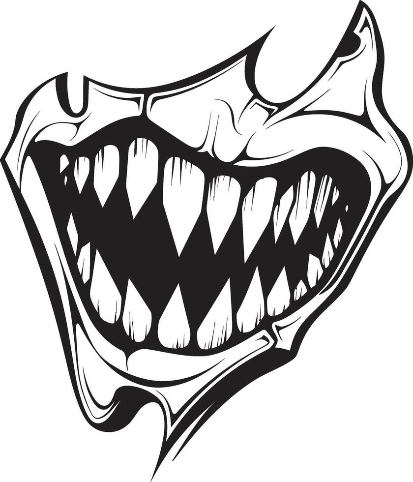 Devils Snarl Black ic Creature Jaw Diabolic Maw Sinister Jawline vector