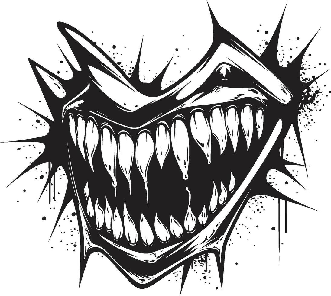 Eerie Grin Black Jaw Devilish Jaws Evil Creature Mouth Symbol vector