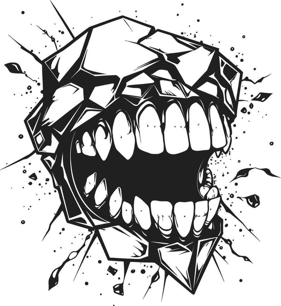 Malicious Maws Sinister Mouth Macabre Bite Black Jaw Symbol vector