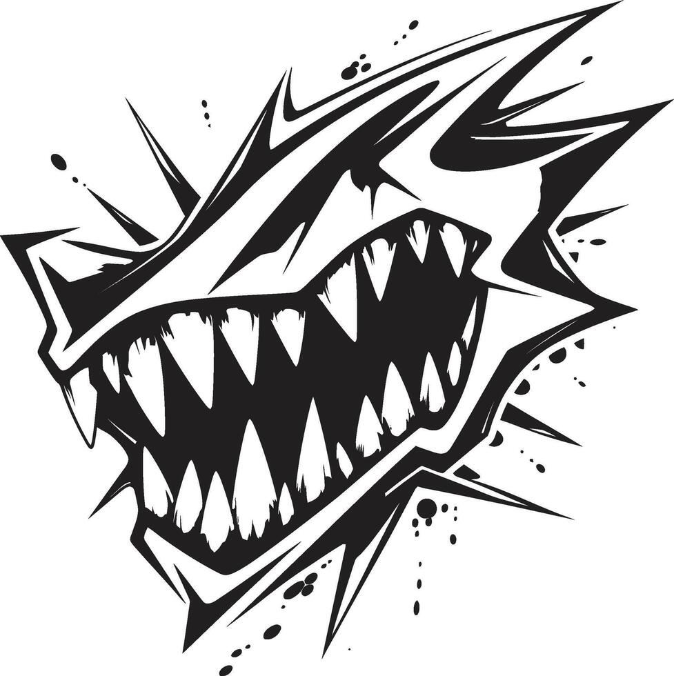Shadowed Bite Sinister Mouth Graphic Eerie Grin Black Jaw vector