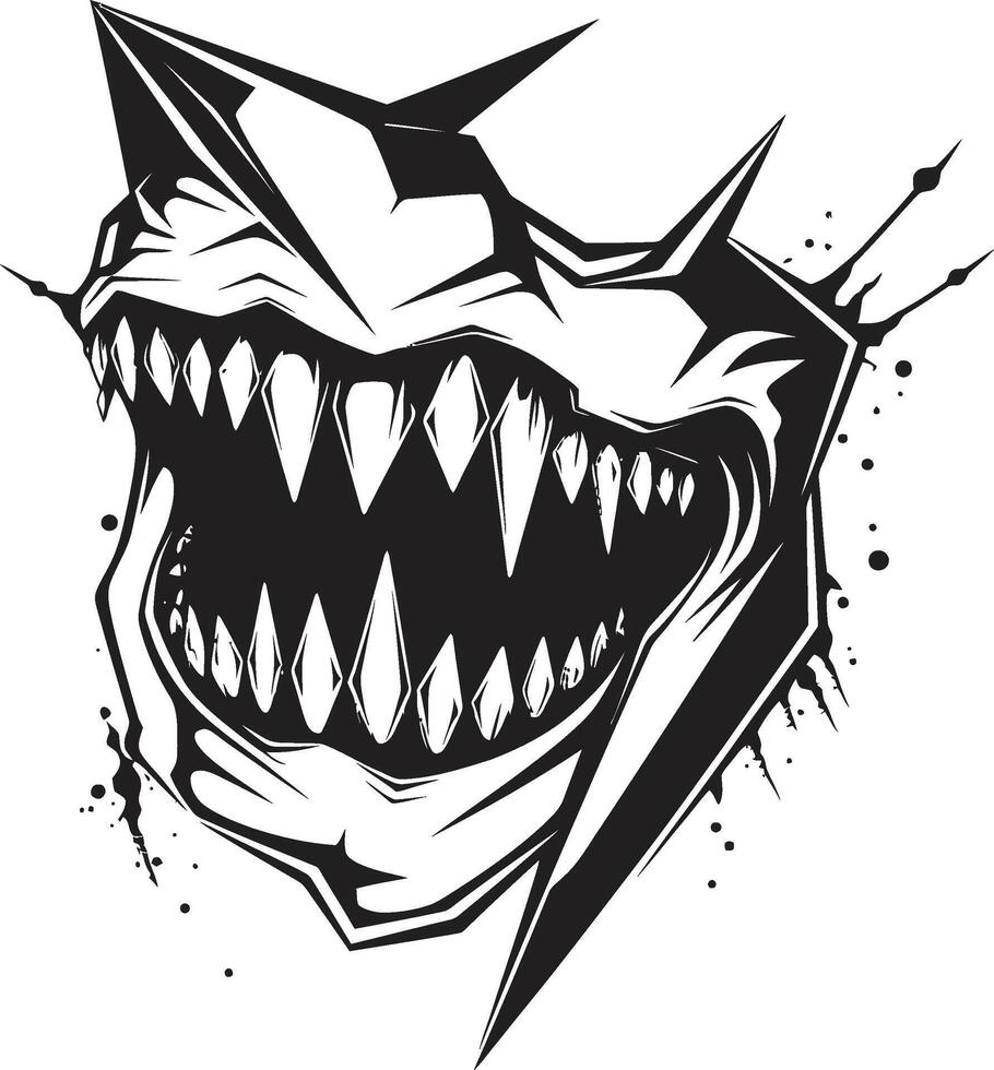 Diabolic Maw Sinister Jawline Abyssal Grin Evil Mouth in Black vector