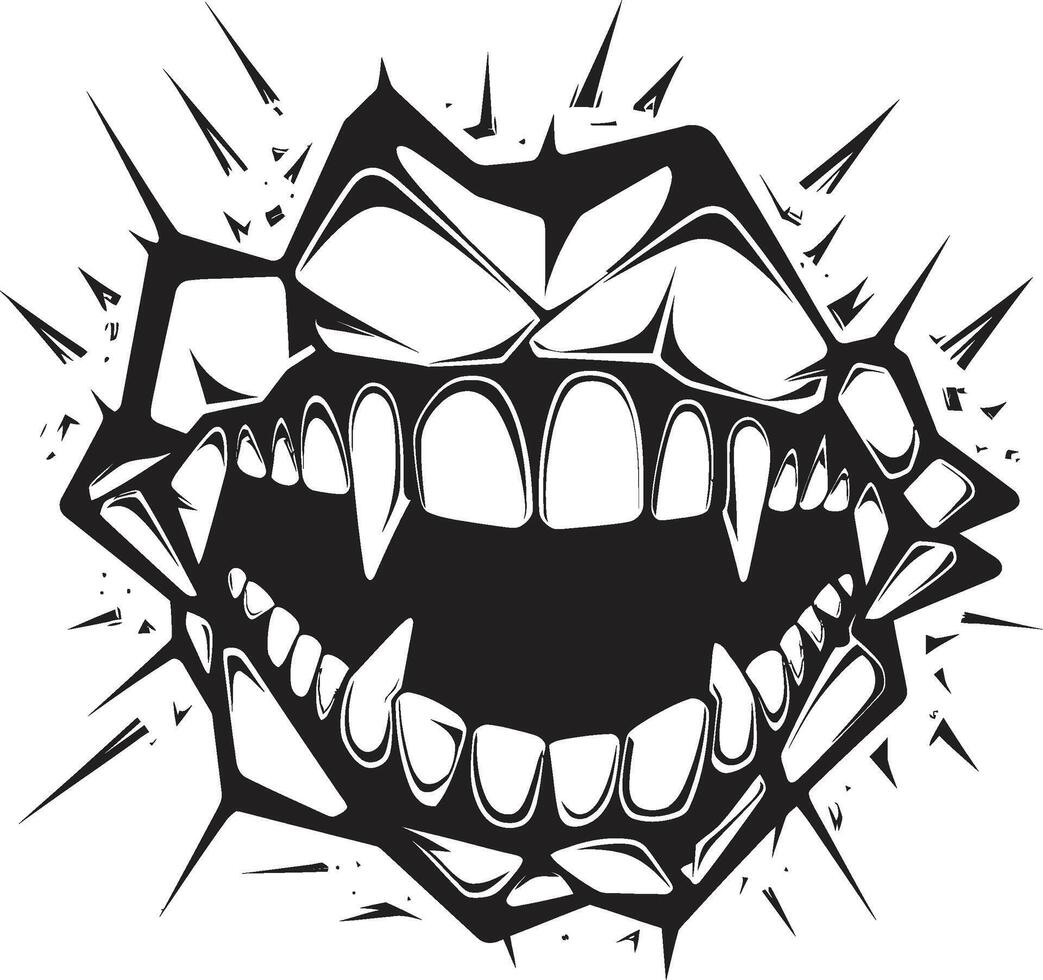 Haunting Bite Black Creature Mouth Cursed Jaws Evil Jaw Element vector