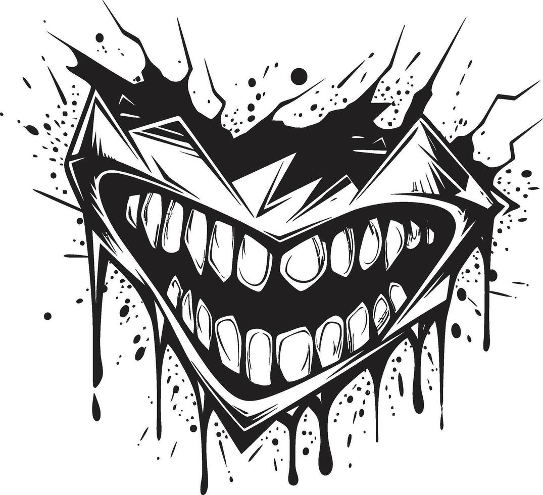 Devilish Grin Sinister Jaw Element Abyssal Bite Evil Creature Jaw in Black vector
