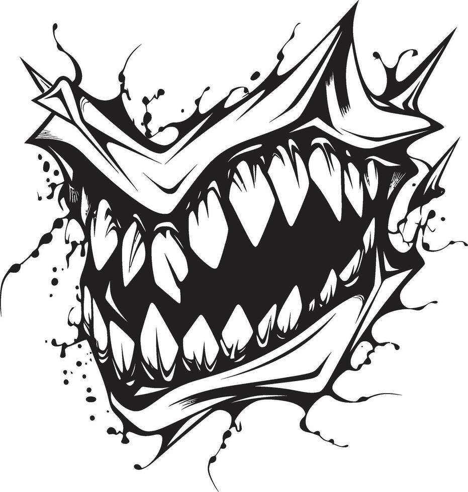 Wicked Fangs Black Jaw Symbol Sinister Maws Evil Creature Jaw Element vector