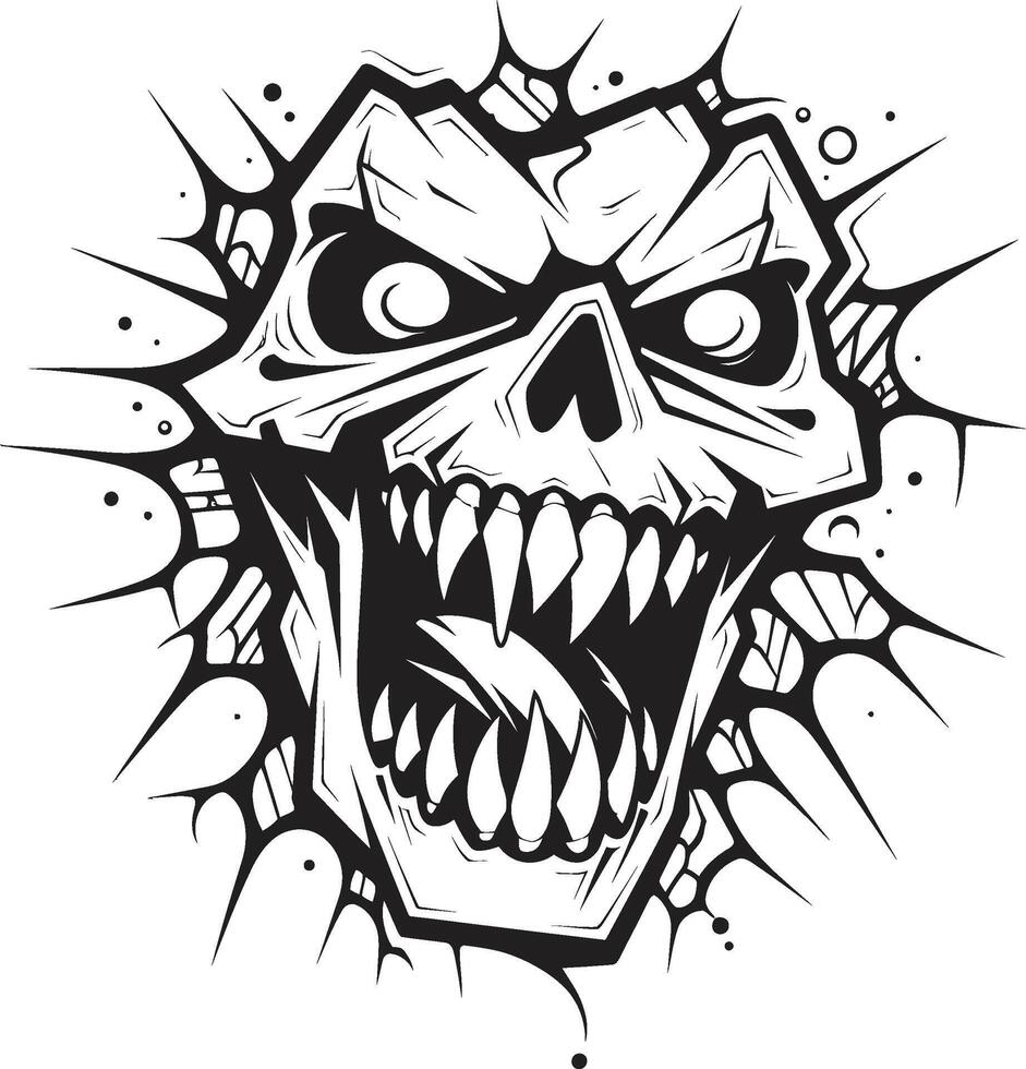 Abyssal Grin Evil Mouth in Black Ghastly Gnashers Sinister Jaw vector
