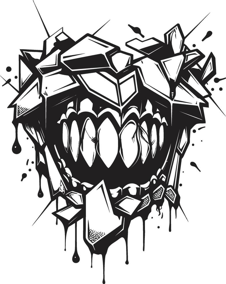 Demonic Jaws Evil Creature Ghastly Grin Sinister Jaw Element vector