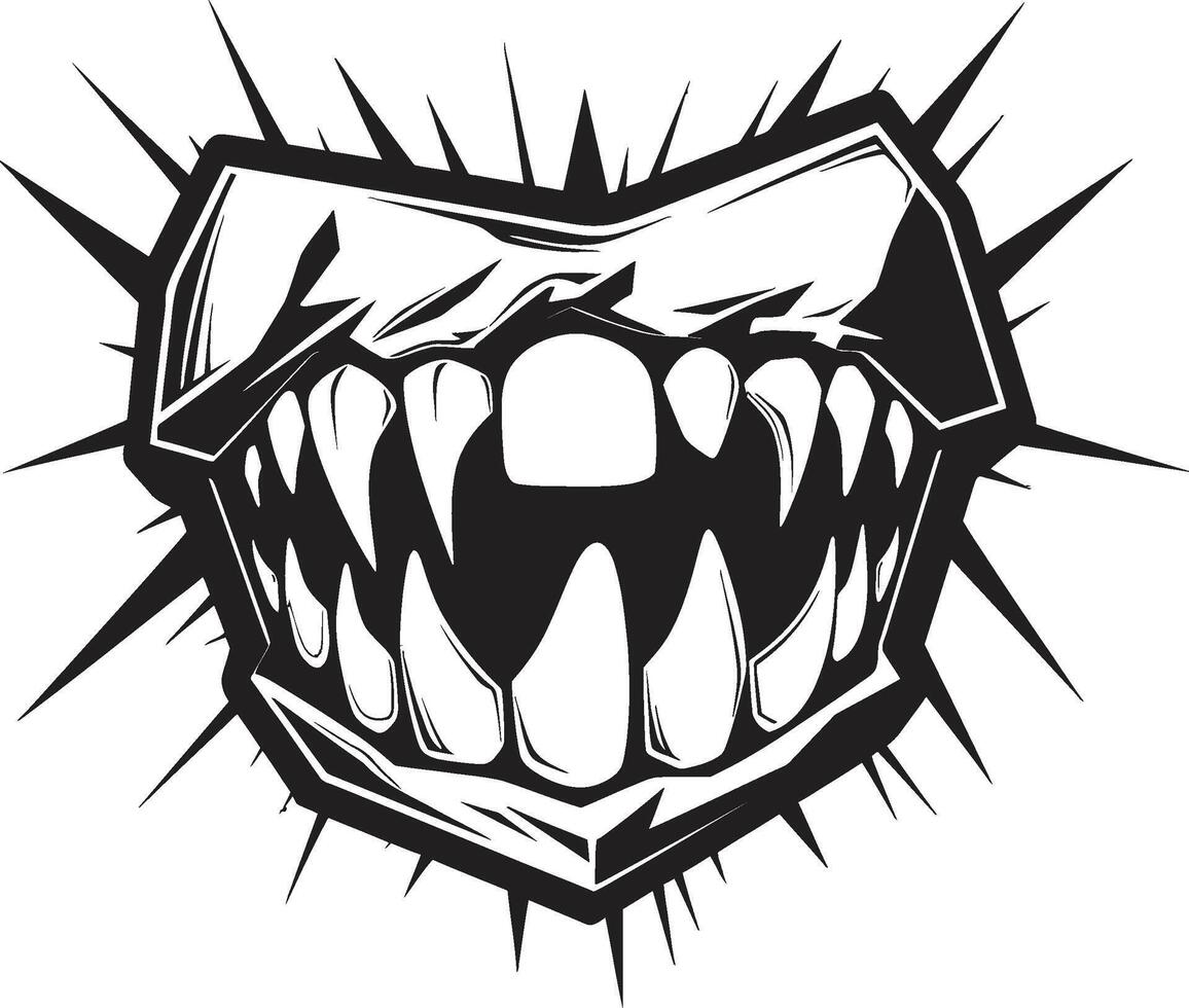 Maleficent Grin Evil Mouth in Black Shadowed Snarl Sinister Jaw vector