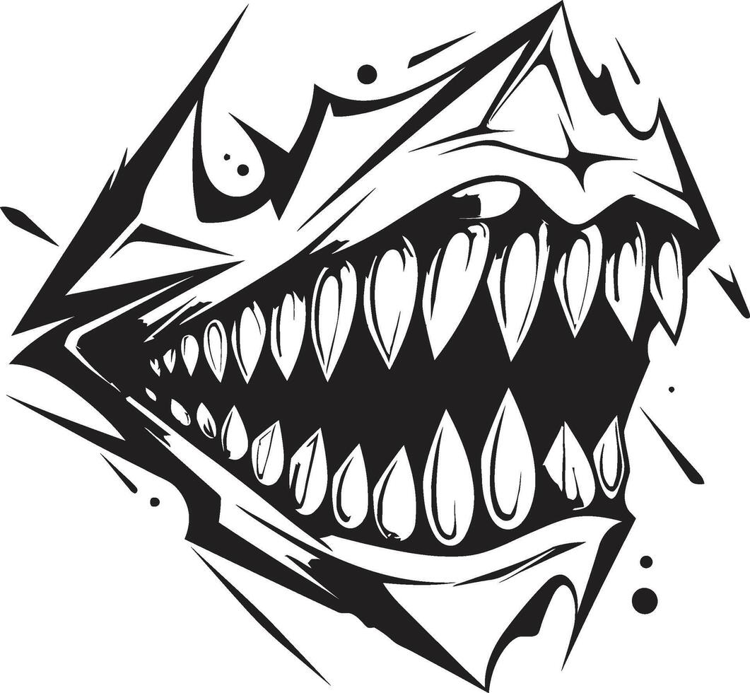 Ghastly Grin Sinister Jaw Element Monstrous Fangs Black Mouth Graphic vector