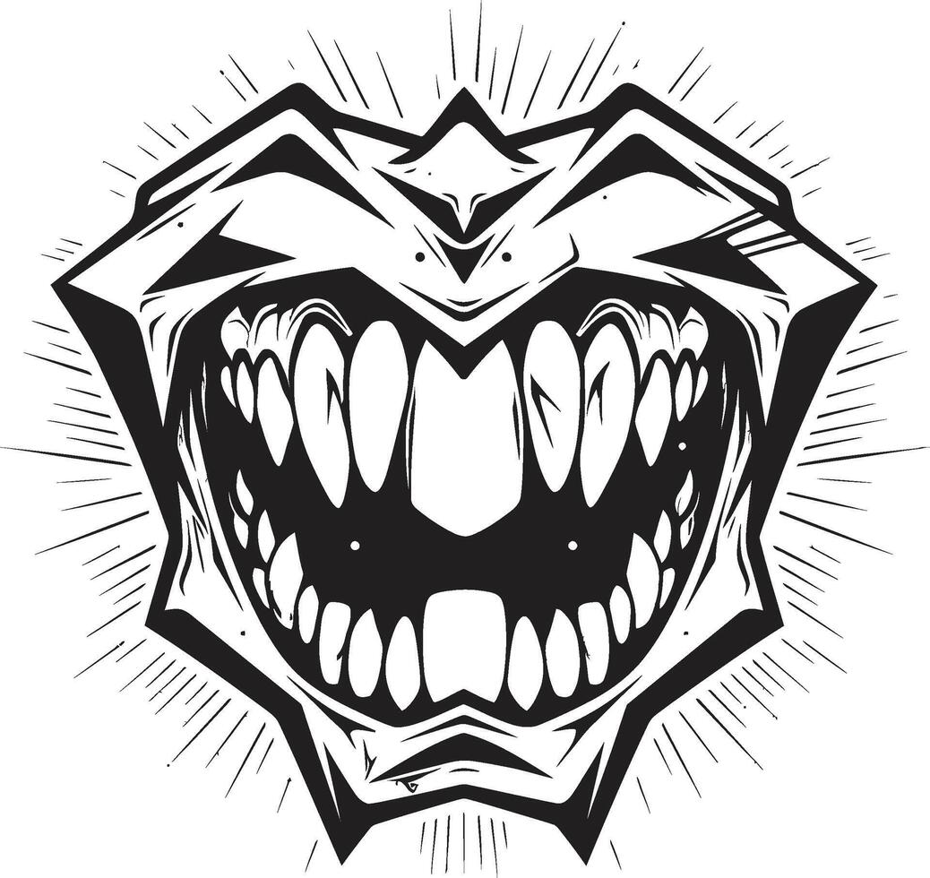 Diabolical Bite Evil Jaw Symbol Infernal Jaws Sinister Creature Element vector
