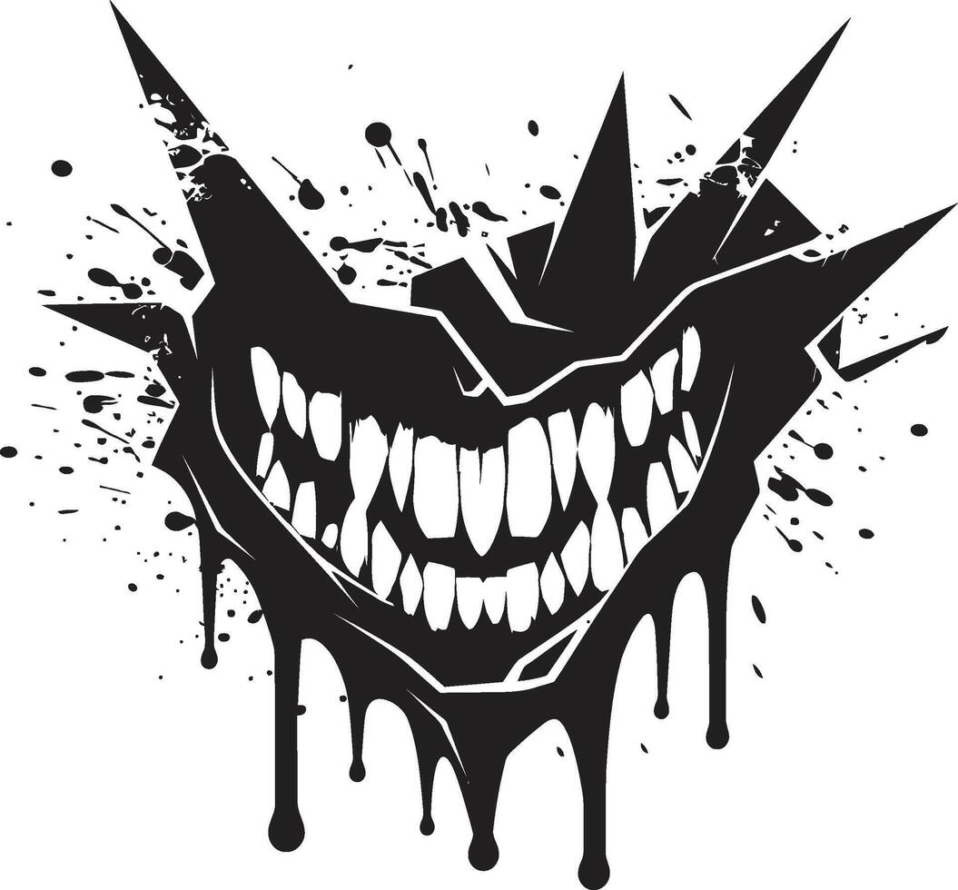 Shadowed Jaws Sinister Evil Creature Wicked Maw Black Sinister Grin vector