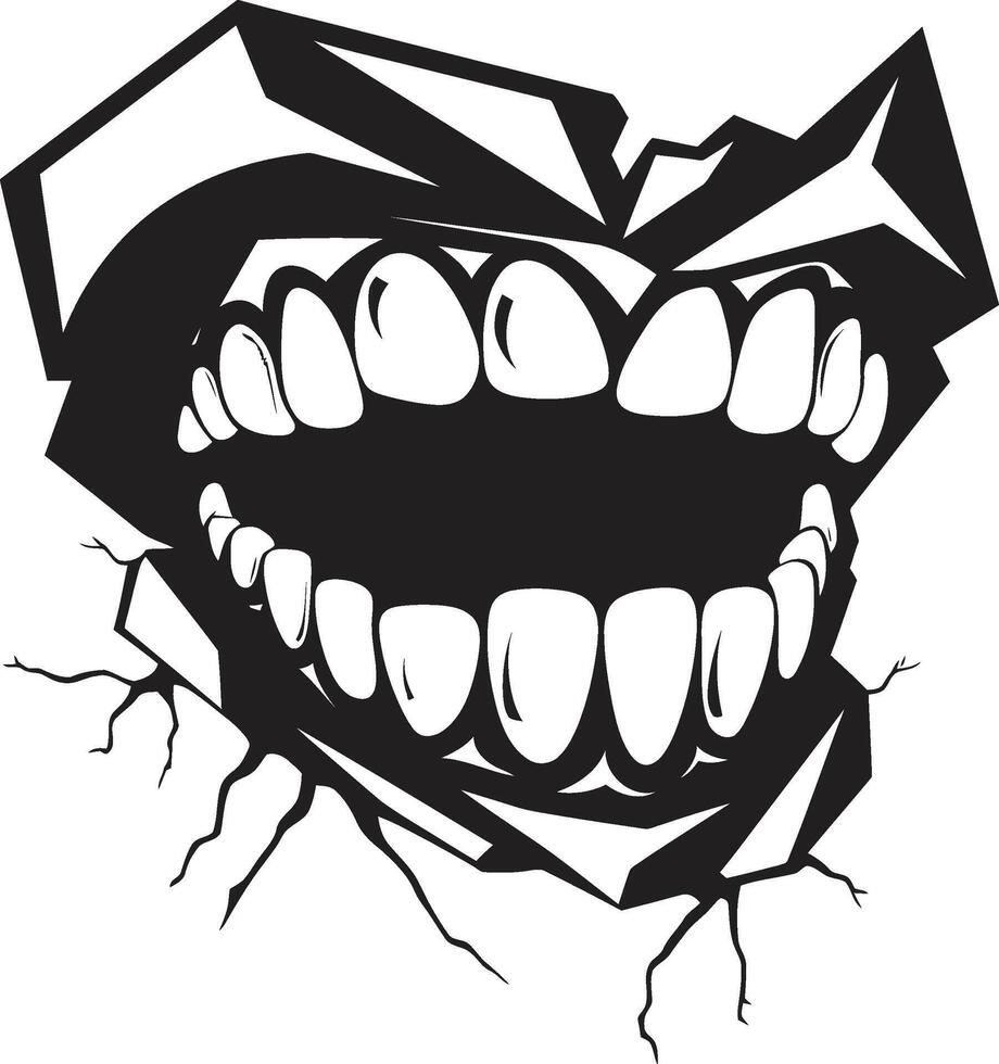 Diabolic Snarl Black ic Grin Wicked Bite Sinister Evil Jaw vector