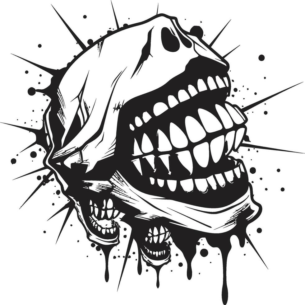 Abyssal Bite Evil Creature Jaw in Black Diabolic Snarl Sinister Mouth vector