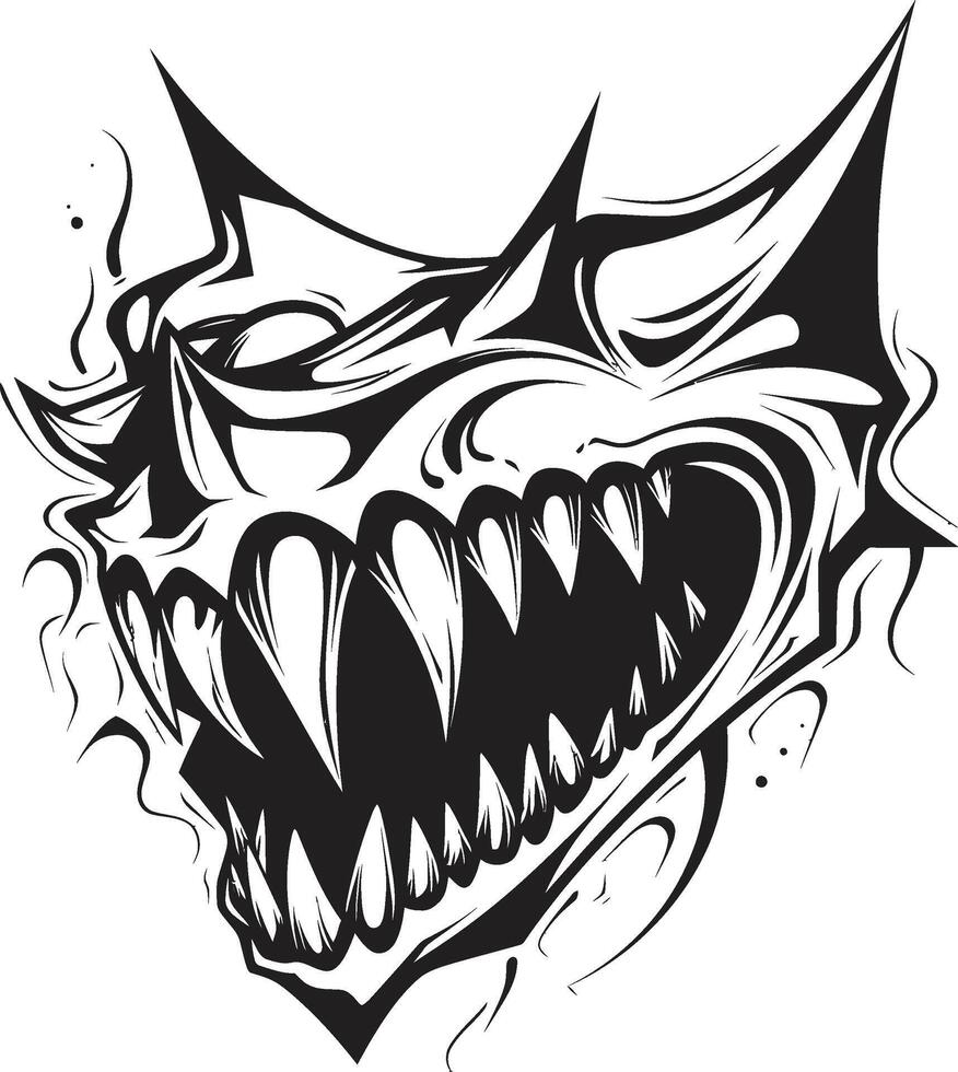 Devilish Maw Black Sinister Jawline Diabolic Grin Sinister Evil Bite vector