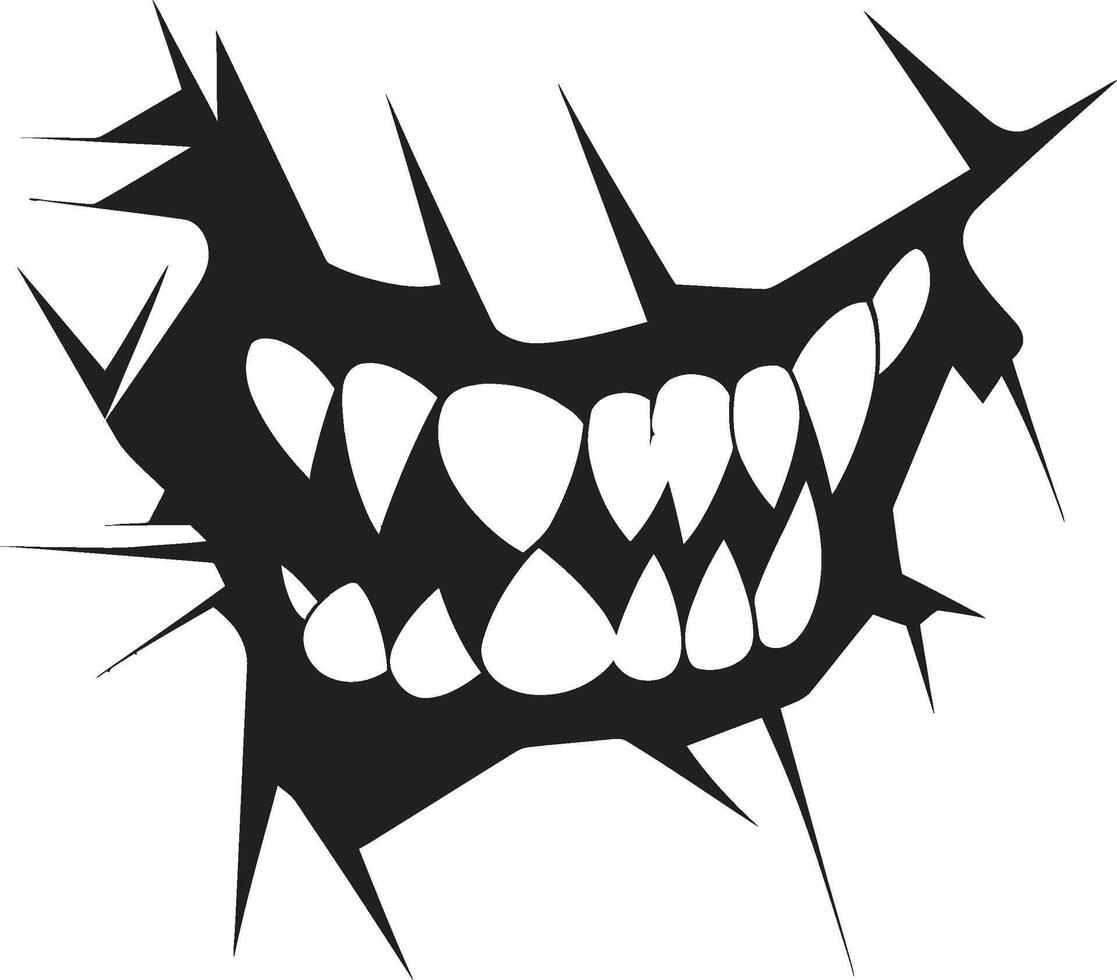 Shadowed Snarl Sinister Evil Mouth Devilish Maw Black Sinister Jawline vector