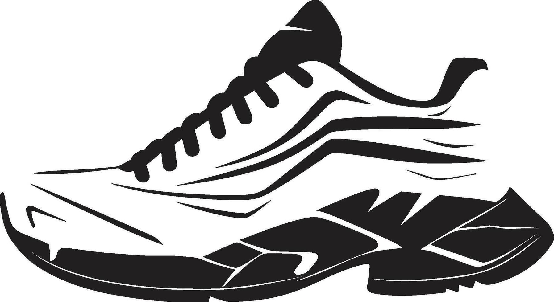 Ebony Evolution Refined Shoe Element Chic Athletic Advantage Modern Black Shoe Graphic vector