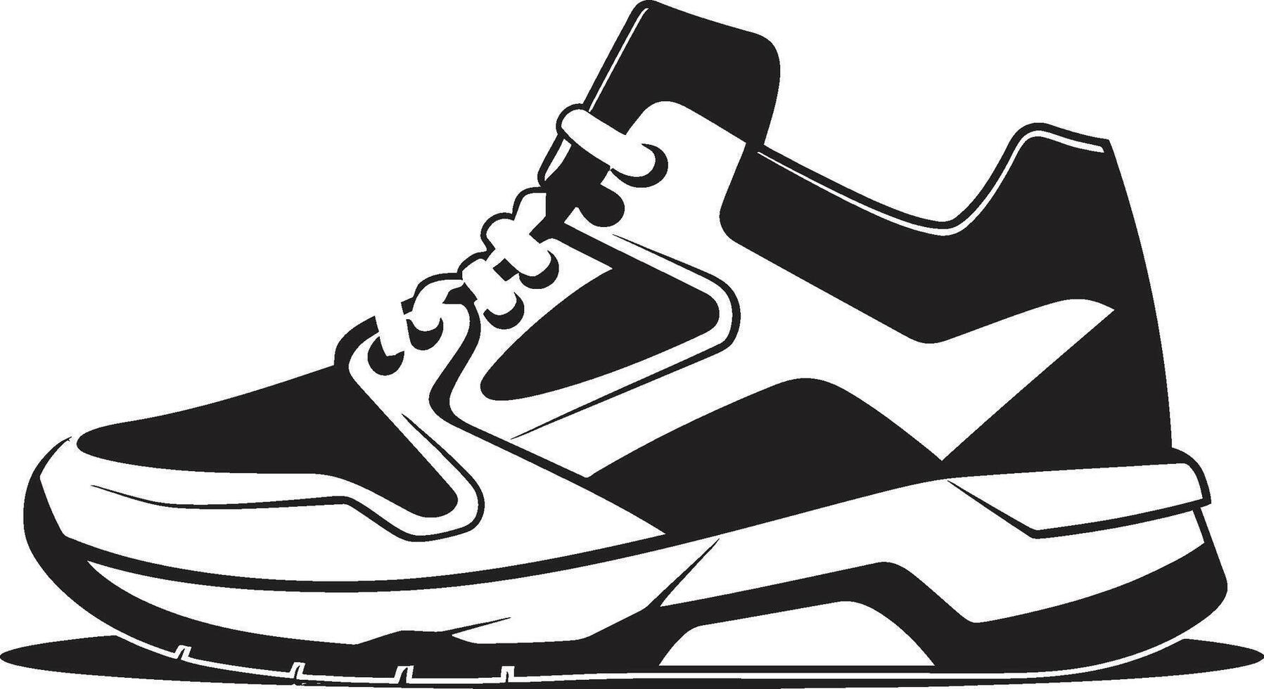 Chic Athletic Advantage Modern Black Shoe Noir Nomad Stylish Abstract Sports Shoe vector