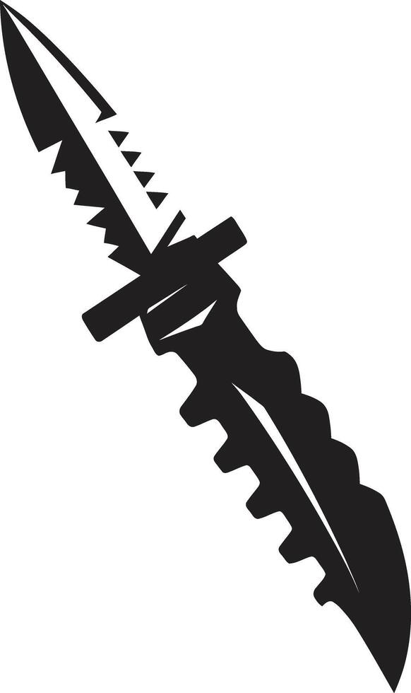 Gothic Guardian Sophisticated Combat Knife Graphic Midnight Marauder Minimalistic Black Knife Design vector