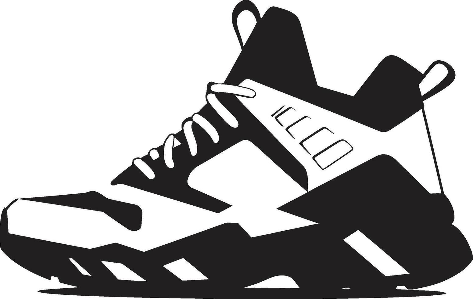 Chic Athletic Appeal Modern Shoe Design Noir Navigator Stylish Abstract Black Shoe Icon vector